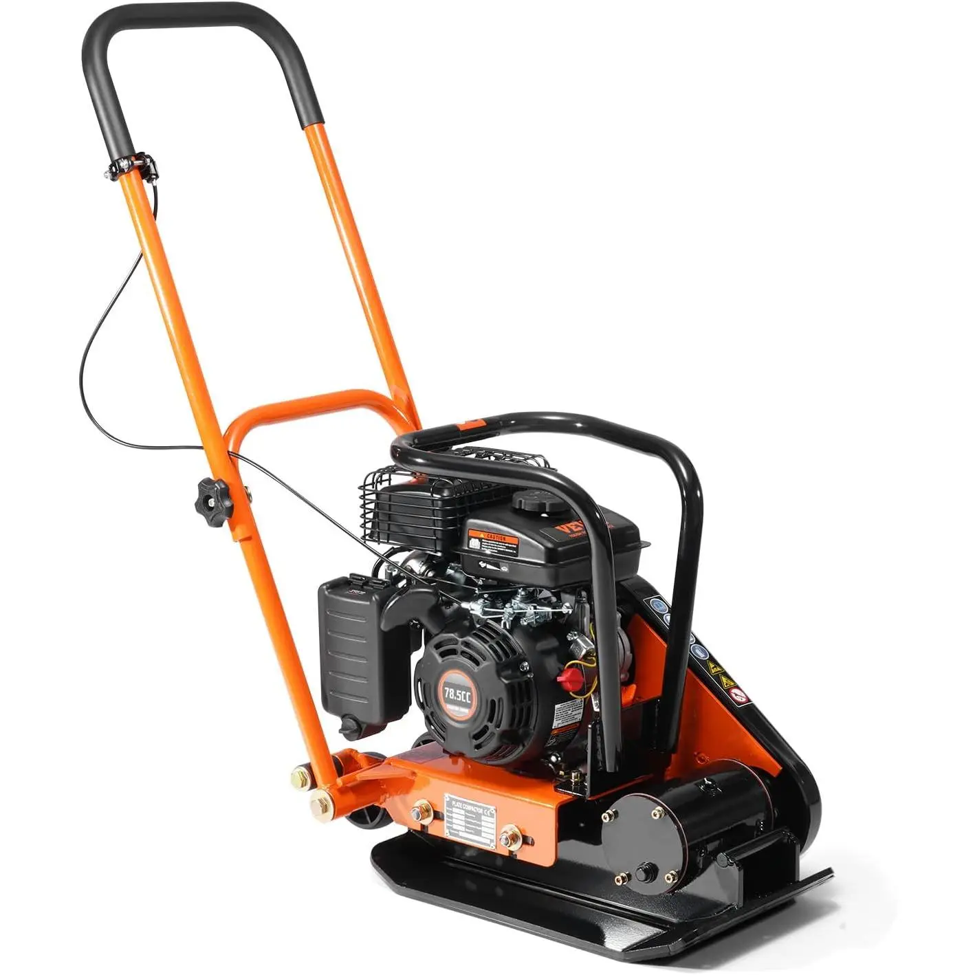 VEVOR Plate Compactor - 2.8 HP, 78.5 cc Gas Engine, Adjustable Throttle, 5250 VPM, 1920 lbs Force, 18.7x11.8 in Steel Plate, EPA Compliant Vibratory Tamper for Concrete/Asphalt Quick Compaction Pavement Work