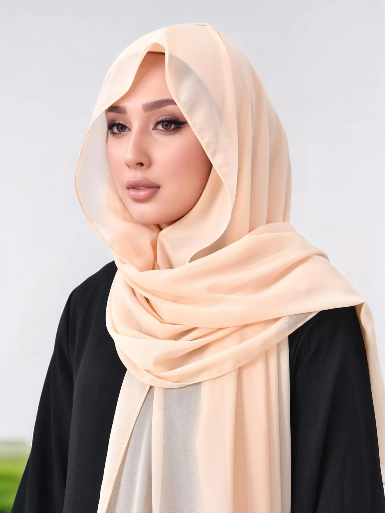 Women's Solid Color Instant Hijab, Casual Breathable Magnetic Button Design Hijab for Daily Wear, Fashion Modesty Accessories for Muslim Women, Tudung