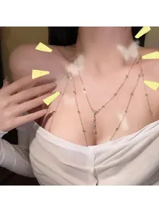 Elegant Rhinestone Chain Body Jewelry, All-Seasons Alloy Design, Sexy Backchain Accessory, Trendy Minimalist Style