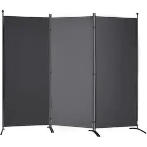 VEVOR Room Divider, 6.1 ft Room Dividers and Folding Privacy Screens (3-panel), Fabric Partition Room Dividers for Office, Bedroom, Dining Room, Study, Freestanding, Dark Gray