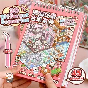 45 Piece Mini Scene Collection Set with Tweezers, DIY 3D Model Kit, Multi-Style Decorative Stickers, Sticker Cards for Scrapbooking and Relaxation