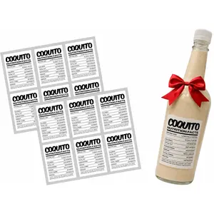 Coquito Nutrition Facts Stickers - 12 Pack Waterproof Bottle Labels for Homemade Coquito Gifts