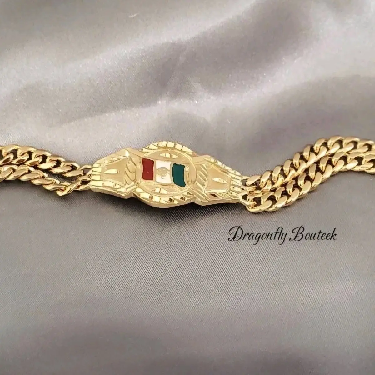 Gold Mexico Flag Bracelet for Men, MNB25