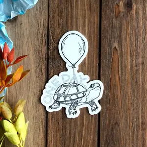 One Day Turtle Balloon Vinyl Sticker, Inspirational Decal
