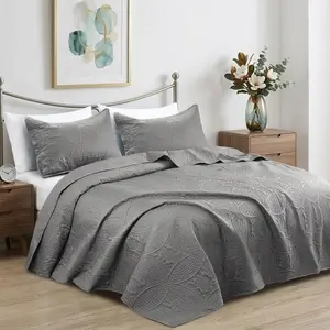 Luxury Coin Quilted Bedspread Set Soft Microfiber Coverlet All Season Bed Quilt