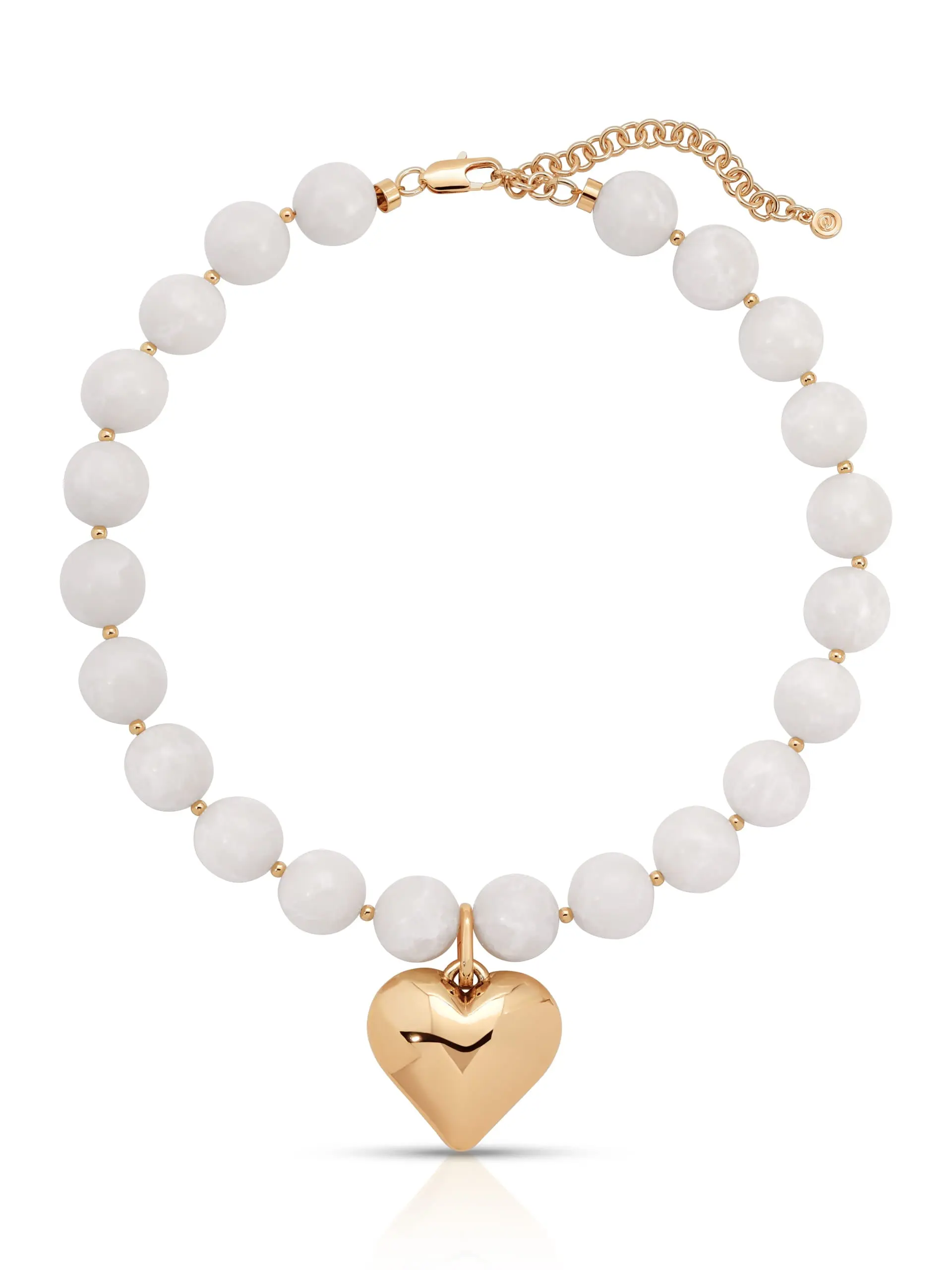 Ettika - Luck and Love Bone Stone Heart Necklace - Bone Stone with 18k Gold Plating For Women