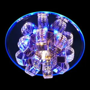 9W Modern Round Crystal Ceiling Lamp (Clear) - 85-265V LED 3000-6500K Warm White/Blue Light | 10.76-53.82ft² Illumination - For Den/Office/Dining Room/Bedroom/Bathroom/Coffee Room