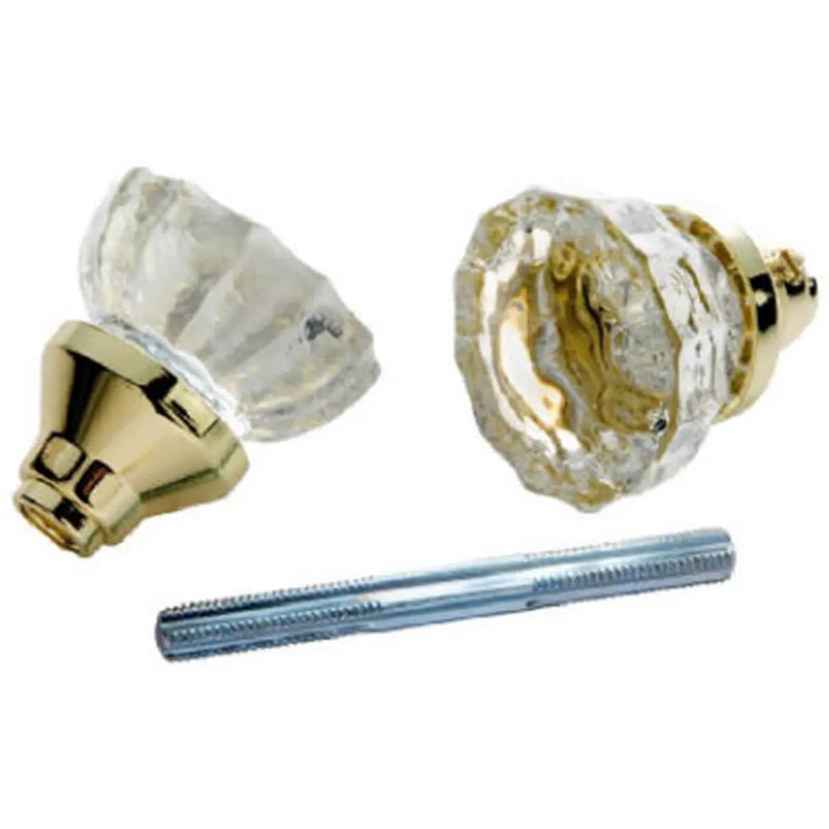212 MAIN Polished Brass Glass Door Knobs with Spindle, 2-Pack (Belwith Products 1140 Model), Brass Doorknobs, Interchangeable Knob
