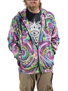 Psylosin Arts Ammolite Hoodie Artwork By Psylosin Arts Produced By Entheos Vibrations Iridescent Psychedelic Artwear For Festival Wear And Casual Streetwear
