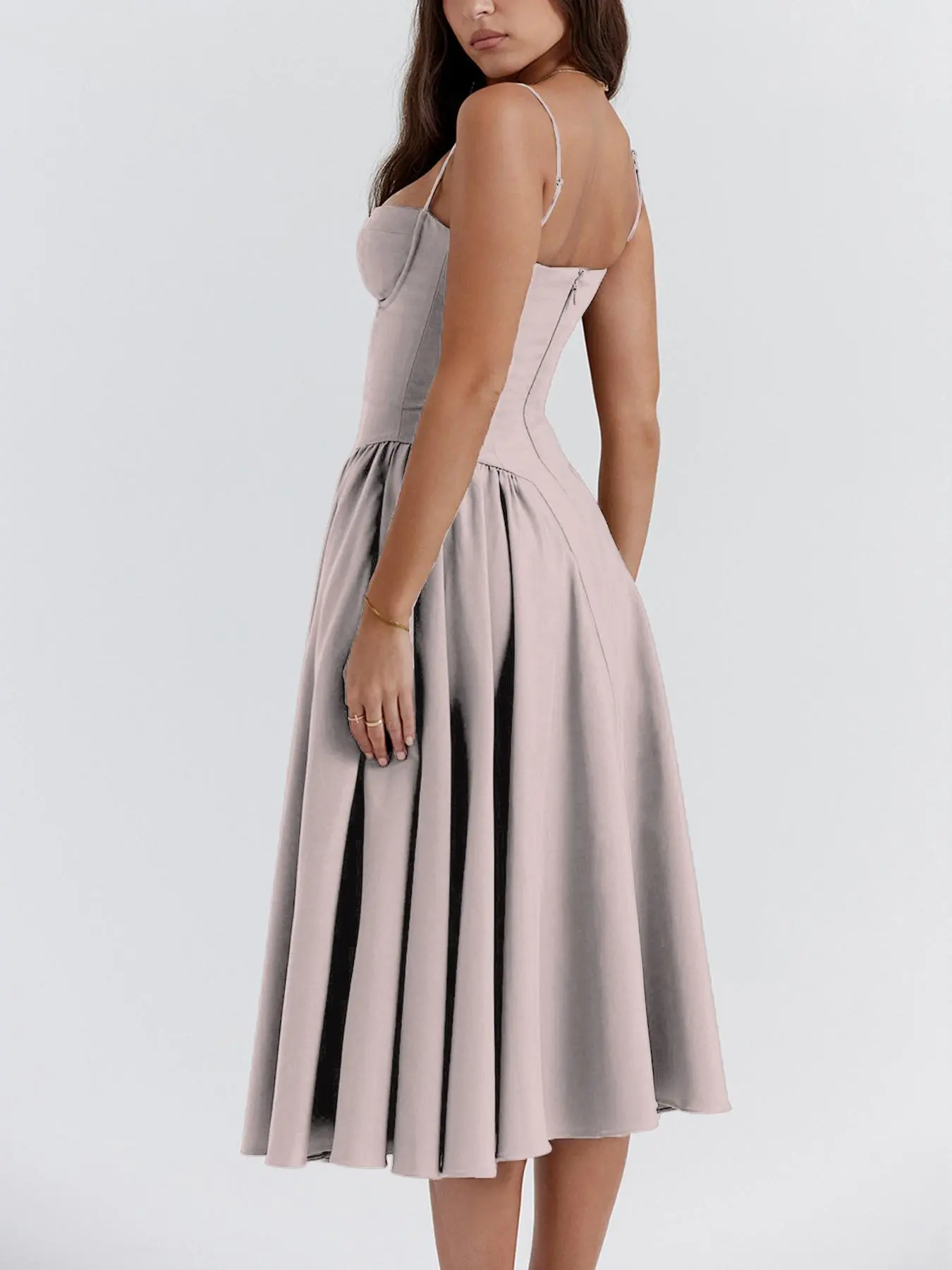 Women's Plain Backless Cami Dress with Zip-Back, Elegant Classy Flattering  Adjustable-Strap Midi Dress for Parties, Holidays and Wedding Guests,  Women's Summer Clothes - TikTok Shop