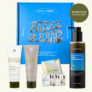 BRMUD ATEEZ CLEANZ Special Edition Mudcare Trio + Exclusive Photocard Box Set - Deep Cleansing, Hydrating, Soothing, Pore Care, Korean Skincare, Limited Edition, 8 Photocards