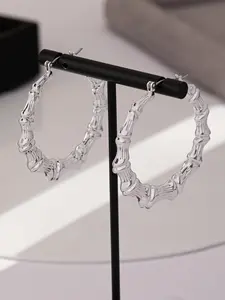 Bamboo Joint Design Hoop Earrings (1 Pair), 2024 New Style Fashionable Jewelry for Women, Classic Hiphop Fashion Accessories for Daily and Party Wear, Lightweight Earring, Dainty Lightweight Hoops