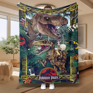 Jurassic Park Pattern Blanket, Dinosaur Print Blanket, Soft Comfortable Throw Blanket, Cool Bedroom Bedding Blankets, Warm Napping Blanket for Home Office Travel
