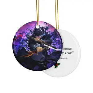Customized Solo Leveling Anime Christmas Ornament Ceramic Holiday Decor for Fans Unique Gift Idea Festive Decoration