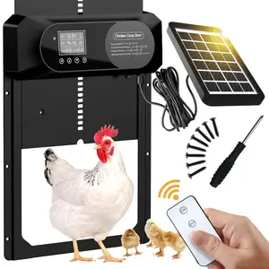 Solar Powered Automatic Chicken Door, Large Size Chicken Coop Door with Timer, Durable Aluminum Automatic Chicken Door, Suitable for Chicken and Duck Farms