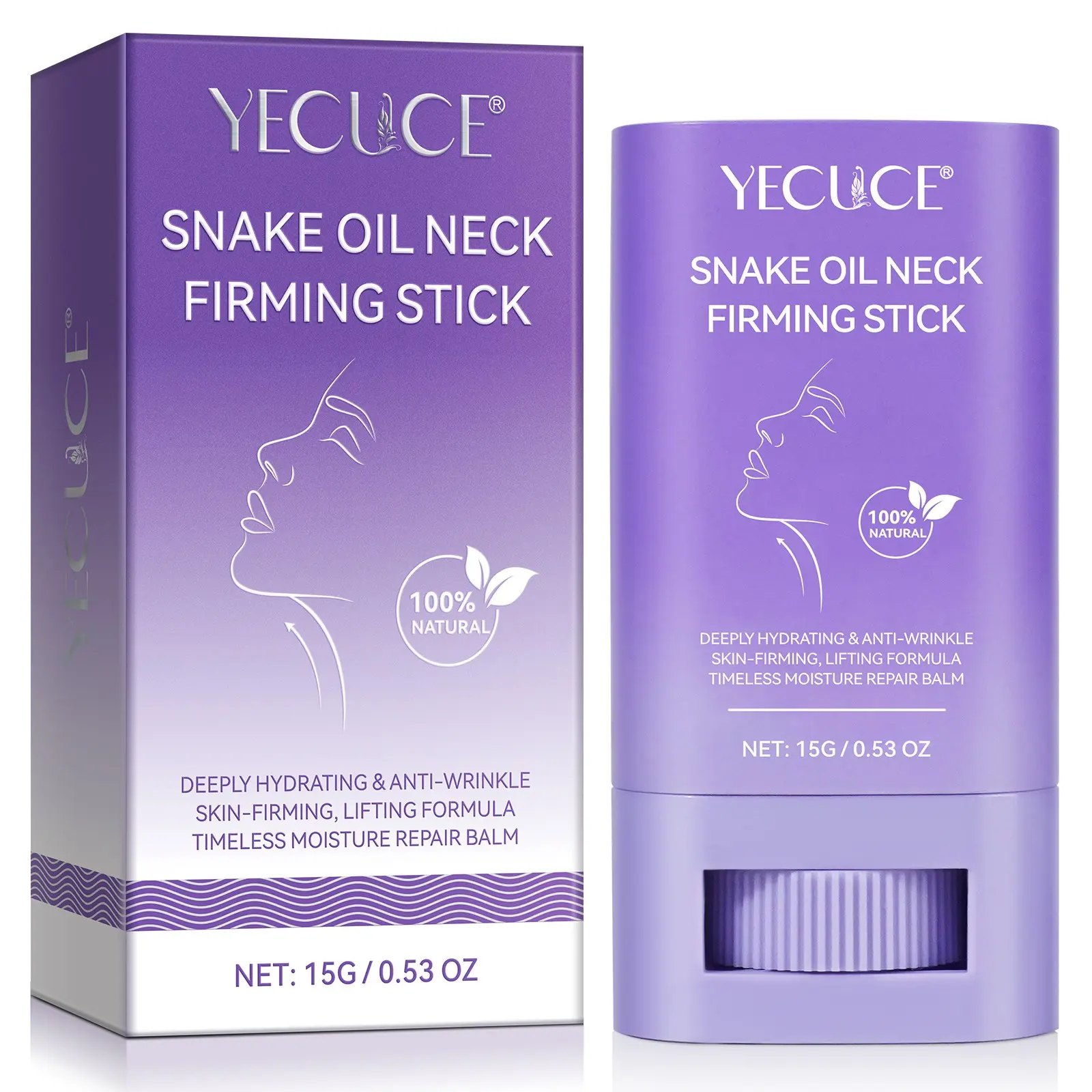 Yecuce Snake Oil Neck Firming Stick 15g, Natural Ingredients, Deep Hydration, Tightens Neck Skin, Reduces Fine Lines on Neck
