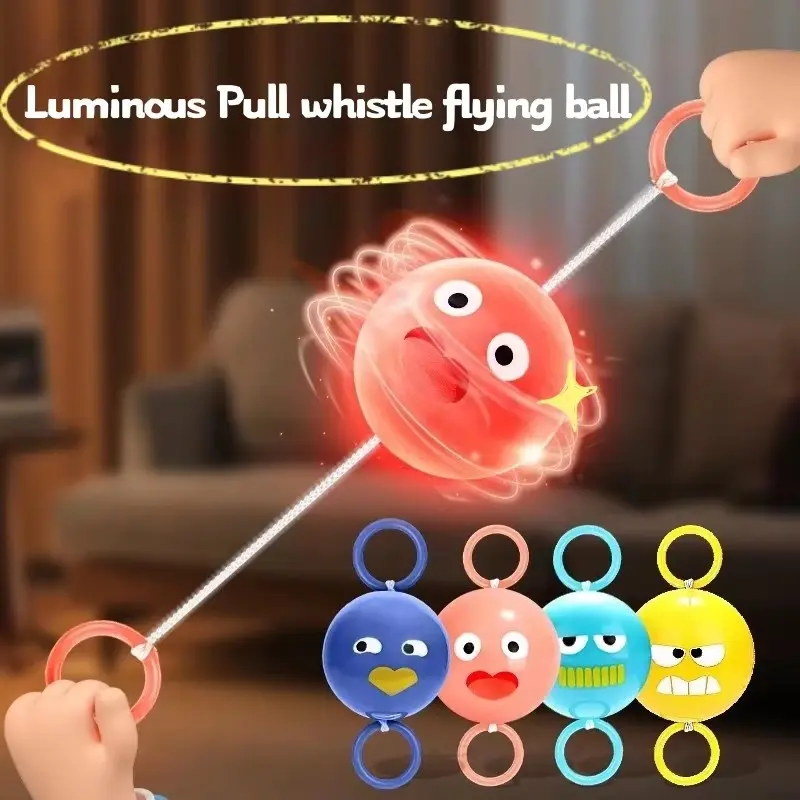 2pcs Luminous Whistle Ball Children's Rotating Flash Flywheel Puzzle Pulling Rope Childhood Creative Stress Relief work out Toy