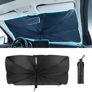 Windshield Sun Shade Umbrella Vinyl Coating Heat Shield Protect Car from Sun Rays & Heat Damage Keep Cool and Protect Interior Spring Structure Edge Medium 55" L x 31" W