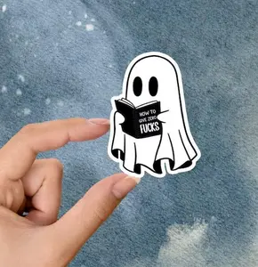 Ghost Sticker, Ghost reading book Sticker, Funny Ghost Sticker, Book reader Sticker, laptop sticker, phone sticker, Halloween Sticker