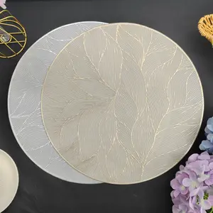 15-Inch Floral Design Round PVC Place Mat, Washable, Non-Slip Decorative Table Pad, Ideal for Home, Restaurant, Parties, Weddings, Holidays