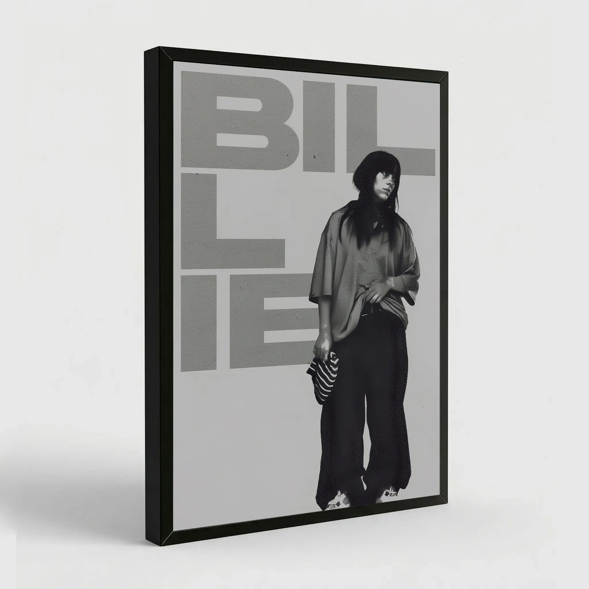 Billie Minimalist Black And White Canvas Poster Vintage Eilish Music Wall Art Home Room Aesthetic Decor Eco Friendly Fade Resistant Waterproof UV Protected - Decoration