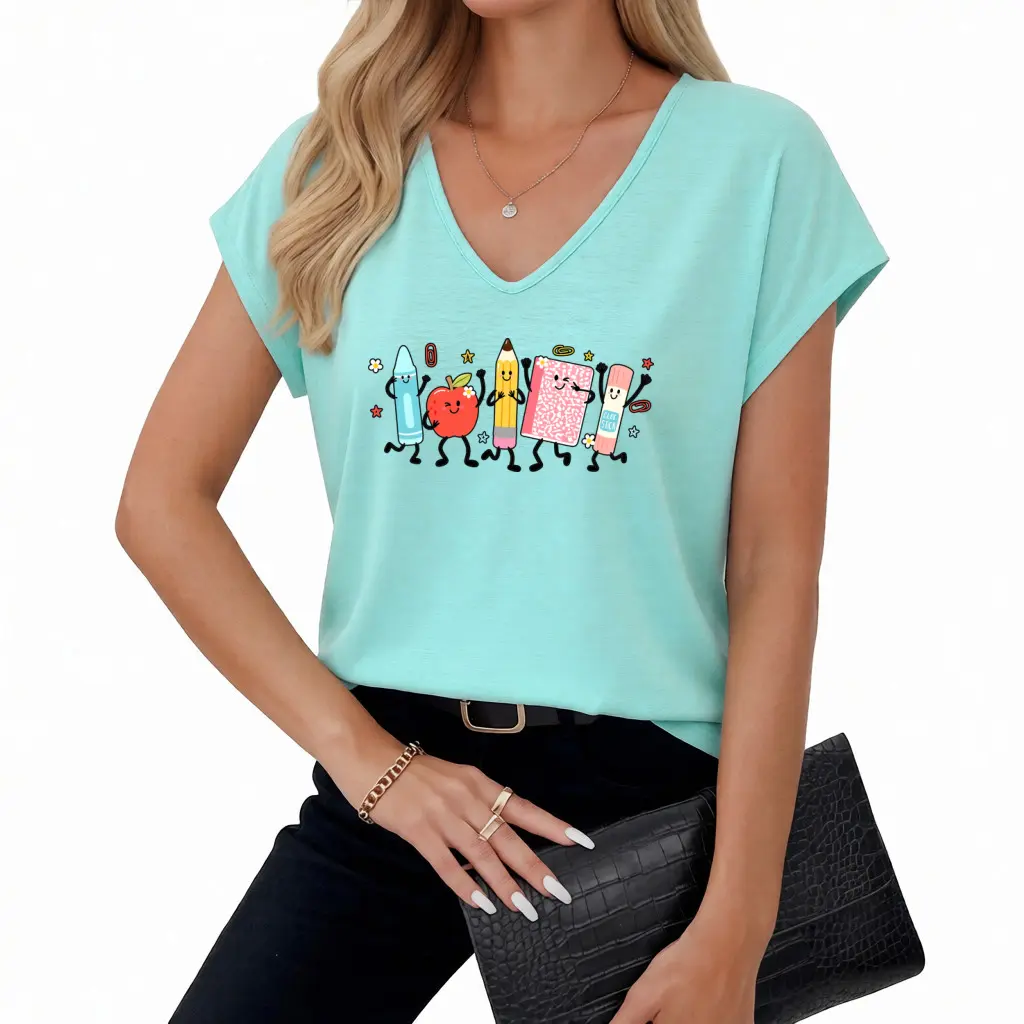 Adorable Sleeveless Vest with School Supplies Print – Perfect Back-to-School Gift for Kindergarten Teachers Featuring Crayon, Pencil, and Notebook Graphics Black Blazers