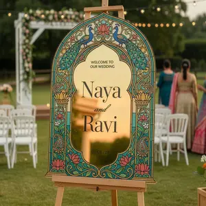 Floral Indian Wedding Welcome Sign