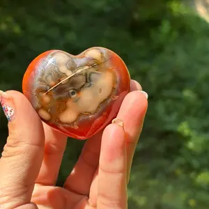 Large Carnelian Puffy Heart Crystal for Love, Luck, and Abundance