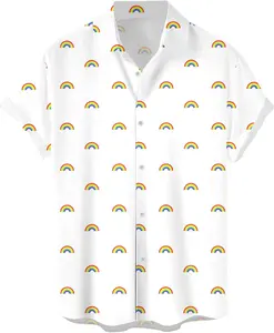 Men's Pride Short Sleeve Button Up Shirt - Gay Rainbow LGBT Outfits, Casual Summer Style