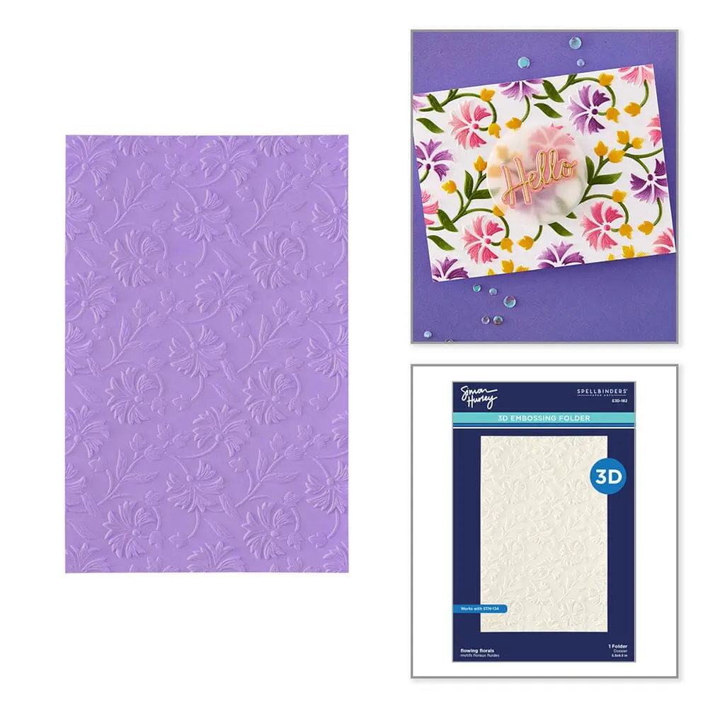 Simon Hurley create. Spellbinders Flowing Florals 3D Embossing Folder