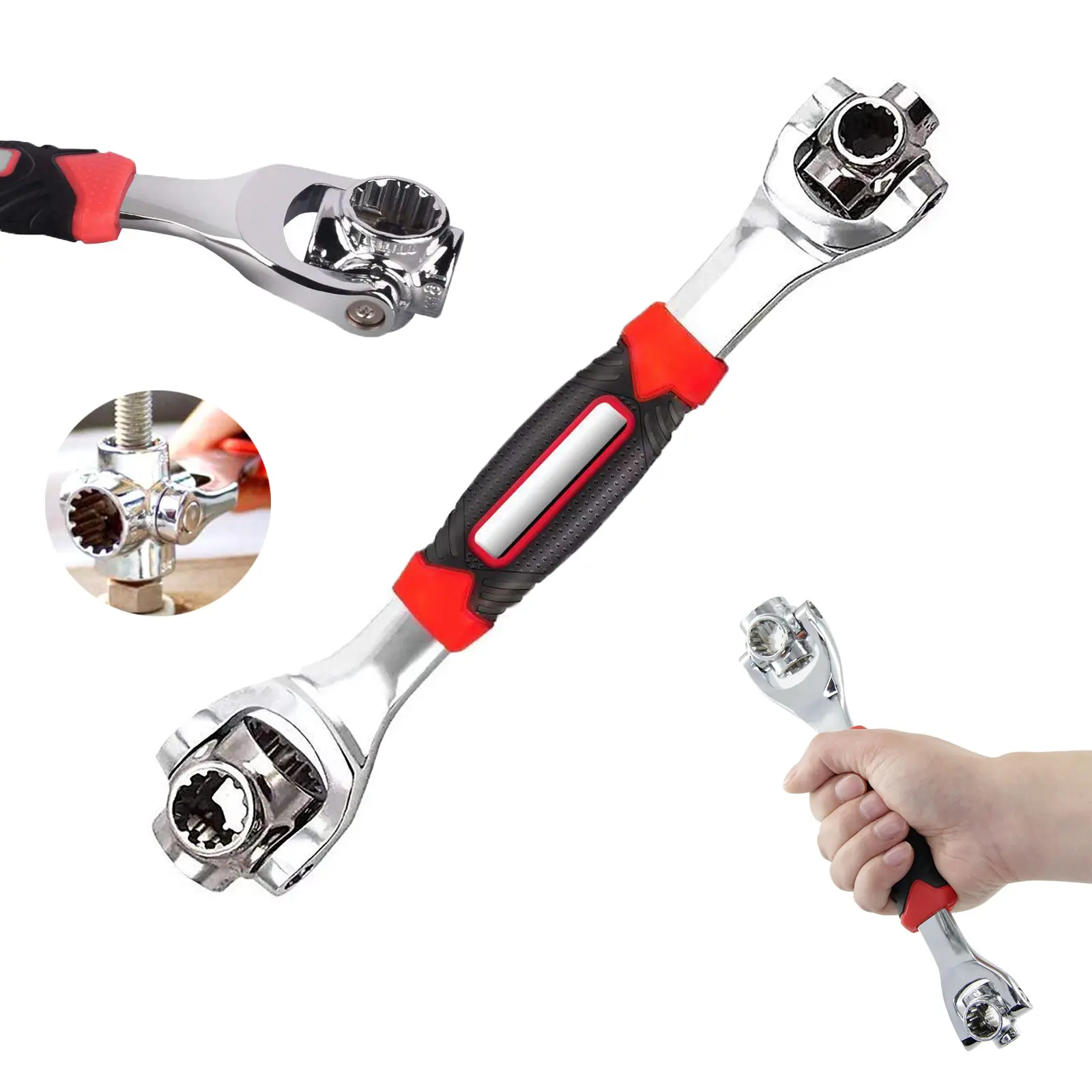 52-in-1 Multifunctional Combination Wrench Set - 360° Rotating Head Double-Ended Drive Socket Set with Universal Wrench Extension, Metal Work Tools for Auto Repair & DIY Projects