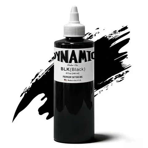 8oz Professional Black Body Art Ink - Tattoo Supplies, Pure Pigment, Smooth Application, Fast-Drying, Ultra Dark, Fade-Resistant, Smooth Mix & Dilute, All Skin Types, Color Correction, Liquid Bottle, Pro & Beginner Fit, Efficient Work