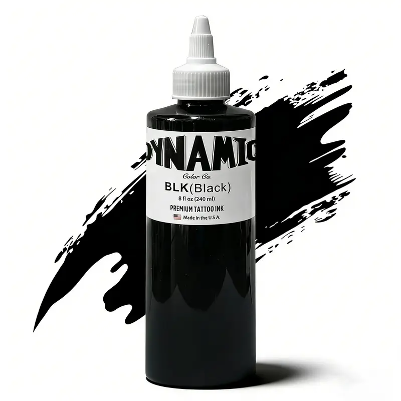 8oz Professional Black Body Art Ink - Tattoo Supplies, Pure Pigment, Smooth Application, Fast-Drying, Ultra Dark, Fade-Resistant, Smooth Mix & Dilute, All Skin Types, Color Correction, Liquid Bottle, Pro & Beginner Fit, Efficient Work