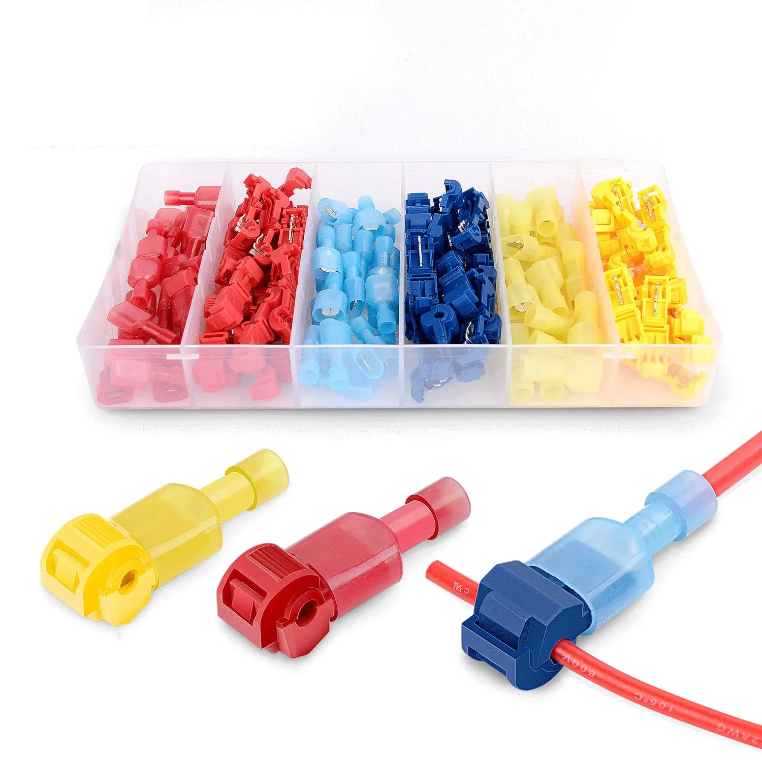 Nilight Wire Splice Connectors Quick Connect Kit - 50004R T-Tap Self-Stripping Terminals, 120 Pcs/60 Pairs Nylon Plastic Insulated, 60 Perfectly Fitting Male Quick Disconnects with Max Conductivity, for Automotive & Home Wiring Projects, 2-Year Warranty