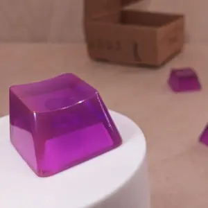 ResinkeyWorks Lavender Purple Blank 1U Accent Keycaps, Transparent Hand Polished Resin OEM Caps with MX stems