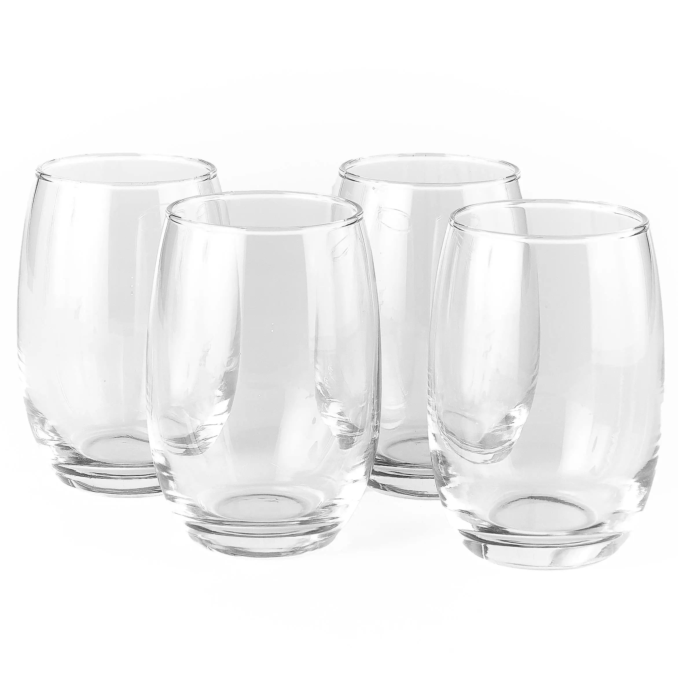 Cristar Heavy-Duty Thick Stemless Glasses - 4-Piece 15.5oz Set, Ergonomically Designed Tall Narrow Body for Red Wine, Champagne (Ideal for Couples)