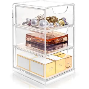Small Desk Organizer with Drawer, Desktop Organization for Office Supplies, Jewelry Storage Box