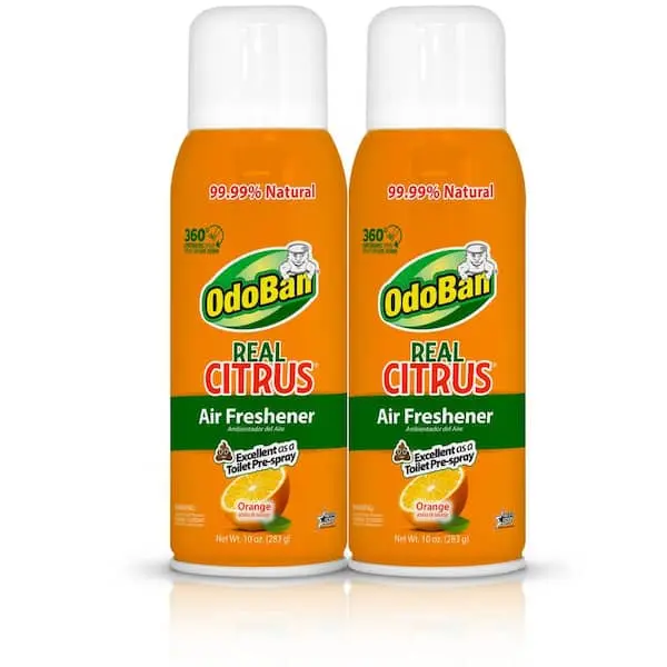 OdoBan 10 oz. Orange Real Citrus Air Freshener Spray, Citrus Oil Natural Air Freshener, Room Deodorizer & Toilet Spray (2 Pack)
