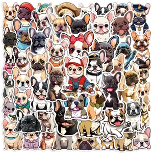 50 Cartoon French Bulldog Doodle Stickers, Suitable for Scrapbooks, Diaries, Laptops, Water Bottles, Cars, and Other Faith-based Designs—gifts with Positive Messages.