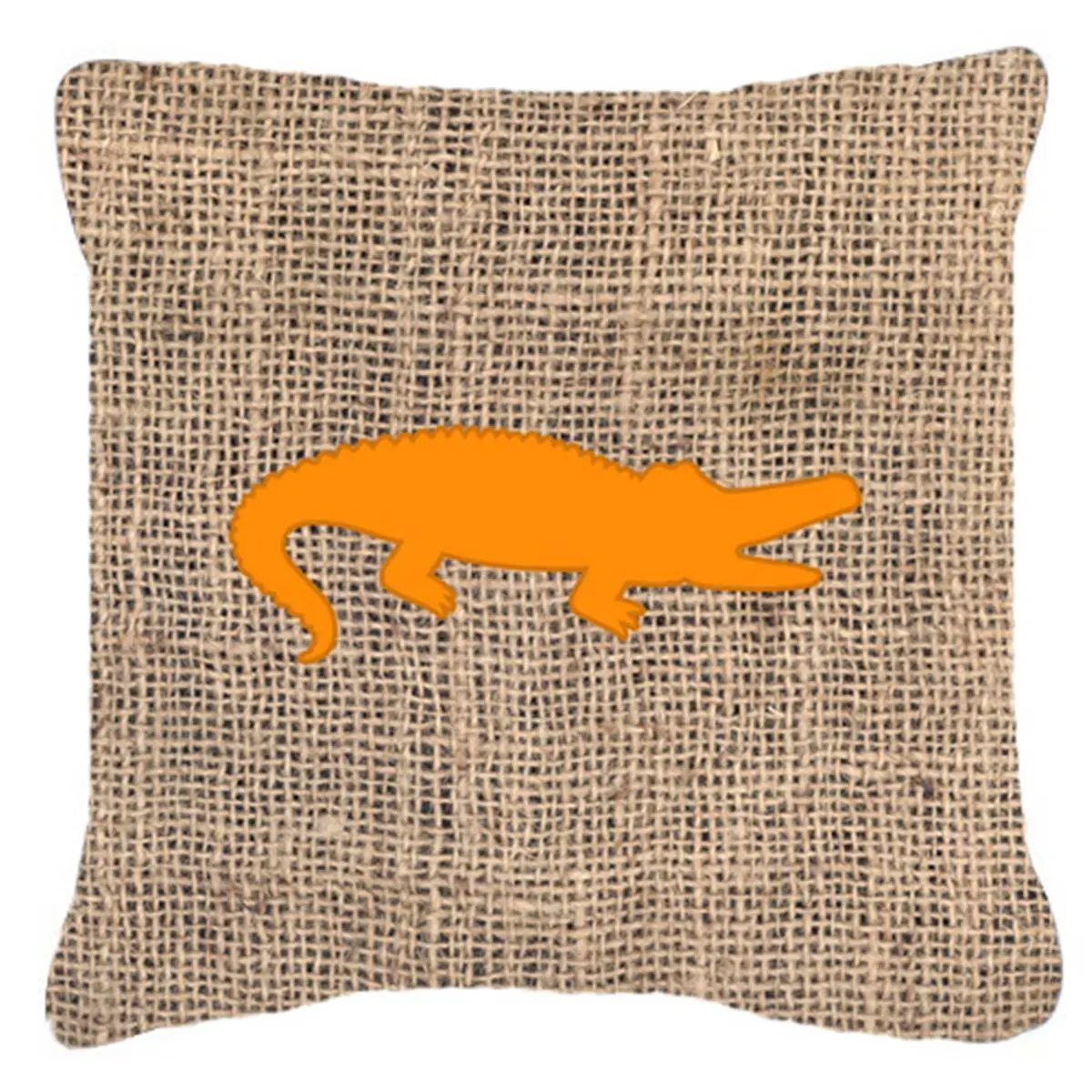 212 MAIN Alligator Print Heavyweight Sunbrella Burlap-Look Decorative Pillow, Orange Animal Motif, Machine Washable, Stain-Resistant, Indoor-Outdoor Textile Pillow