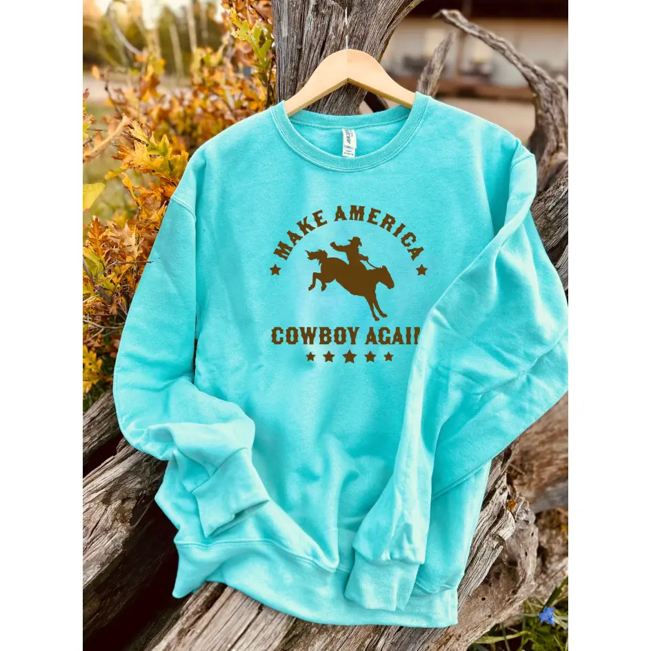 Make America Cowboy Again Crewneck Sweatshirt - Mint/Sandstone