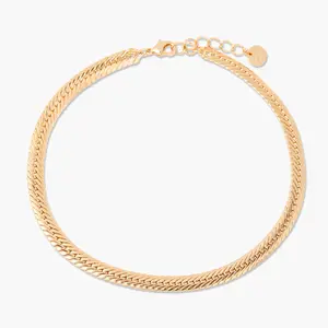 Wells Anklet - 14K Gold Plated with Curb Chain and Extender by Brook and York