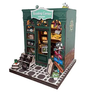 DIY Book Nook Kit, Wooden Model Kit, Corner Bookshelf, Forest Style Home Decor, Miniature Model Building Set, Adult Assembly, Christmas/birthday Gift