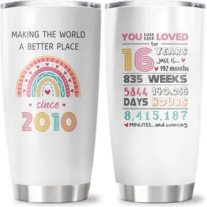 Sweet 16 Gifts for Girls, 16th Birthday Decorations Tumbler 20OZ 1 count, Gifts for 16 Year Old Girl, Sweet Sixteen Party Decorations, Presents for 16th Birthday  Ideas Cup Mug