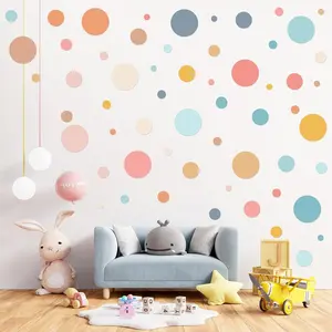 P-WPA04  264 Pieces Polka Dot Wall Decals Circle Wall Sticker Kids Vinyl Peel and Stick Colorful Removable for Nursery Classroom Bedroom Playroom Living Room Decor(Bright Colors) Decoration Decorative