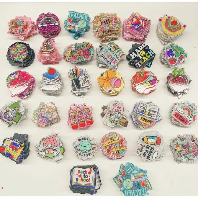 Random 30pcs Study Acrylic Flatbacks Student &Teacher Used for DIY Badge Reels ,Clips,Pendant Diy Craft for Stretch Keychain Bead Sequin