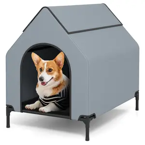 COSTWAY - Large/Middle/Small Outdoor Elevated Pet House with Ventilated Windows-S