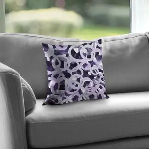360 Stand 14x14 in. Dynamic Swirling Abstract Purple Circles Poly Twill Throw Pillow with Polyester Insert - Home Decor Accent, Artistic Pillow Inserts