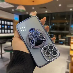 Rhinestone Decor Phone Case with Ring, Phone Protective Cover, Phone Accessories Compatible with iPhone 11 12 13 14 15 Pro Max, Casing