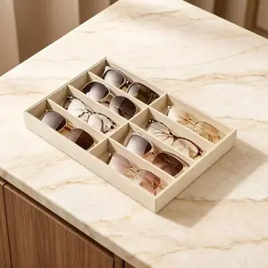 Velvet Sunglasses Storage Tray, 8 Compartment Drawer Organizer Box, Stackable Display Case, Scratch-Resistant Soft Lining, Unisex